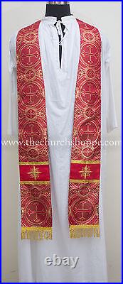 Gothic Red metallic vestment, stole &5pc mass set Gothic chasuble, casula, casel
