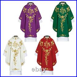 Gothic Style Cowl Collar Chasuble Lugano Collection Vestment 51 In x 59 In Red