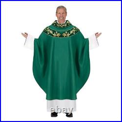 Gothic Style Embroidered Cowl Collar Chasuble Torino Collection 51Inx59In Green