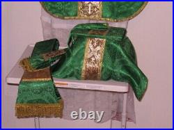 Green Chasuble Fiddleback Vestment Set NEW includes Veil, Stole, Maniple, Burse