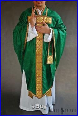 Green Conical Vestment Chasuble Kasel Messgewand Stole Stola Maniple Manipel