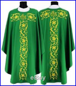 Green Gothic Chasuble 671-Z Vestment Casulla Verde Casula Grün Kasel Messgewand