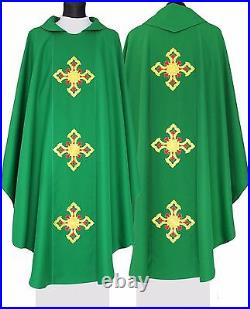 Green Gothic Chasuble with stole 544-Z Vestment Casulla Verde Casula Grün Kasel