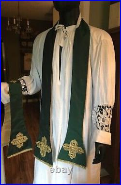 Green Silk Conical Chasuble (5 piece Vestment set)