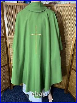 Green Vestment / Chasuble With Collar & Stole (g0036)