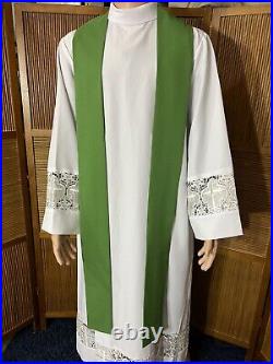 Green Vestment / Chasuble With Collar & Stole (g0036)