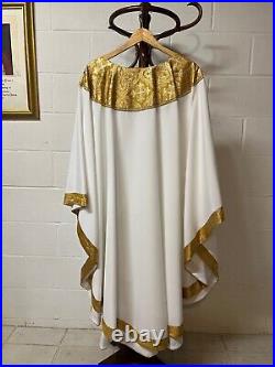 Handmade White and Antique Gold Vestment Chasuble and Stole