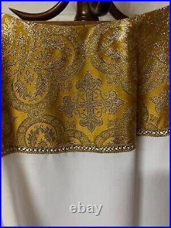 Handmade White and Antique Gold Vestment Chasuble and Stole