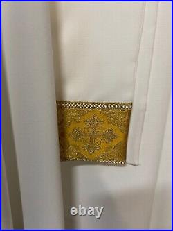 Handmade White and Antique Gold Vestment Chasuble and Stole