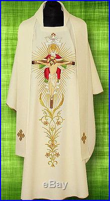 Holy Trinity White Messgewand Chasuble Vestment Kasel