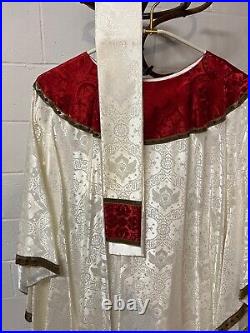 Lovely Handmade White Splendora Vestment Chasuble and Stole