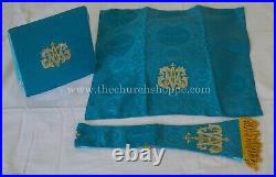 MARIAN Blue Chasuble. St. Philip Neri Style vestment & mass set, AM Embroidery