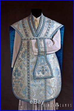 Marian White Silver Blue Vestment Chasuble Kasel Messgewand Stole Stola-maniple