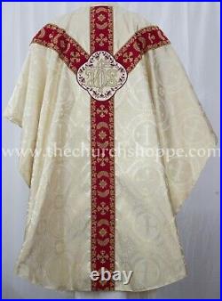 METALLIC GOLD GOTHIC CHASUBLE and mass and stole set casula casel casulla, IHS