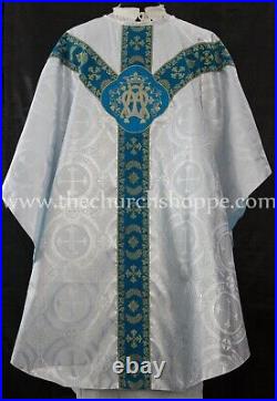 METALLIC SILVER GOTHIC CHASUBLE and stole set casula casel casulla, AM