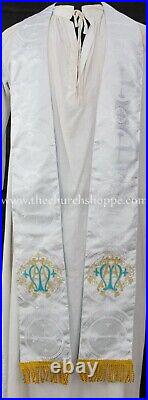 METALLIC SILVER GOTHIC CHASUBLE and stole set casula casel casulla, AM