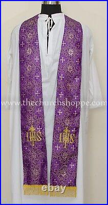 METALLIC VIOLET Gothic vestment & mass and stole set, Gothic chasuble, casula, NEW