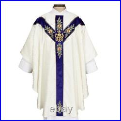 Marian Chasuble, JACQUARD / EMBROIDERED VELVET MARIAN CHASUBLE WITH STOLE, White