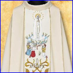 Marian Fatima White Christmas Messgewand Chasuble Vestment Kasel