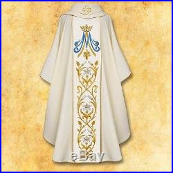 Marian Fatima White Christmas Messgewand Chasuble Vestment Kasel