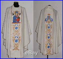 Marian Perpetual Help White Christmas Messgewand Chasuble Vestment Kasel