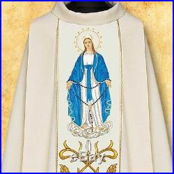 Marian Rosary White Christmas Messgewand Chasuble Vestment Kasel