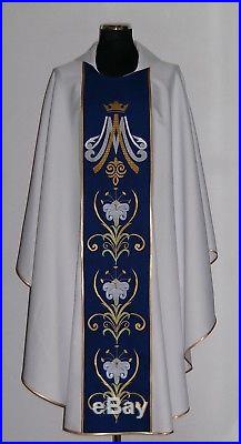 Marian White Messgewand Chasuble Vestment Kasel