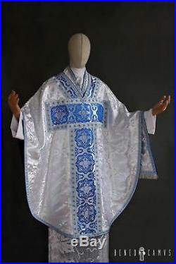Marian White Silver Blue Vestment Chasuble Kasel Messgewand Stole Stola Maniple