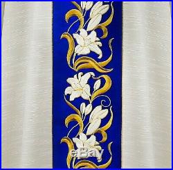 Marian ecru Embroidered Messgewand Chasuble Vestment Kasel