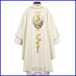 Mary Queen of Heaven Amalfi Collection Chasuble and Stole for Church 51 In