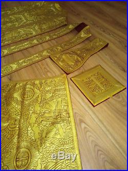 Messgewand Kasel Mit Stola, Manipel, Vestment, Chasuble Gold, Church New