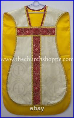 Metallic GOLD Chasuble Fiddleback Vestment and mass set