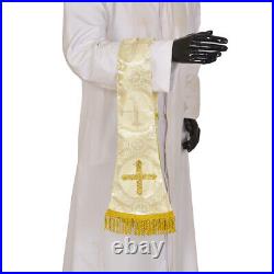 Metallic GOLD Roman Chasuble Fiddleback Vestment 5pcs Mass set Casulla Italian