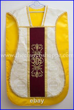 Metallic Gold Roman Chasuble Fiddleback Vestment Fiddleback and Mass set, Casulla