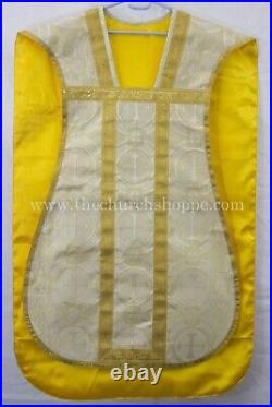 Metallic Gold Roman Eucharist Chasuble Fiddleback Vestment and mass set