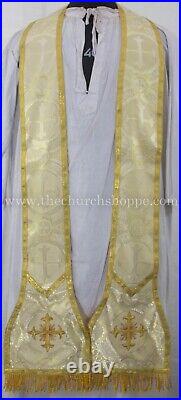 Metallic Gold Roman Eucharist Chasuble Fiddleback Vestment and mass set