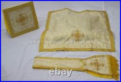 Metallic Gold Roman Eucharist Chasuble Fiddleback Vestment and mass set