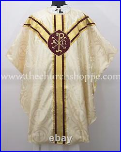 Metallic Gold gothic vestment, stole & 5pc mass set, Gothic chasuble, casula, casel