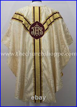 Metallic Gold gothic vestment, stole & 5pc mass set, Gothic chasuble, casula, casel