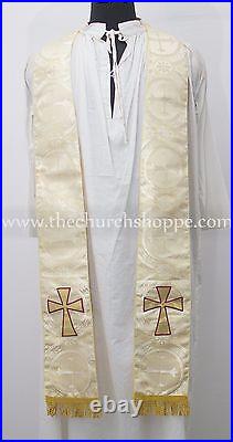 Metallic Gold gothic vestment, stole & 5pc mass set, Gothic chasuble, casula, casel