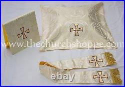 Metallic Gold gothic vestment, stole & 5pc mass set, Gothic chasuble, casula, casel