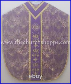 Metallic Purple Chasuble. St. Philip Neri Style vestment & mass set, IHS