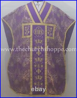 Metallic Purple Chasuble. St. Philip Neri Style vestment & mass set, IHS