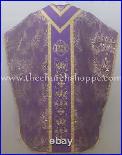 Metallic Purple Chasuble. St. Philip Neri Style vestment & mass set, IHS