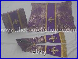 Metallic Purple Chasuble. St. Philip Neri Style vestment & mass set, IHS