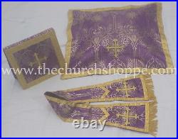 Metallic Purple Spanish Fiddleback Vestment & mass set of 5 piece, chasuble