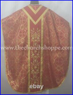 Metallic Red Chasuble. St. Philip Neri Style vestment & mass set, IHS