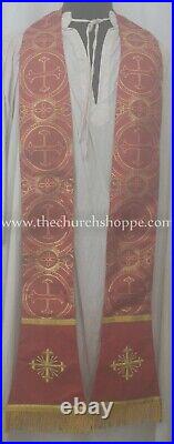 Metallic Red Chasuble. St. Philip Neri Style vestment & mass set, IHS