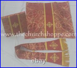 Metallic Red Chasuble. St. Philip Neri Style vestment & mass set, IHS