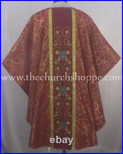 Metallic Red gothic vestment & mass and stole set, Gothic chasuble, casula, casel